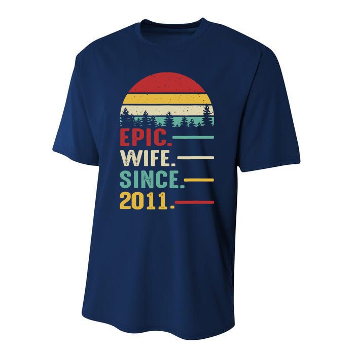 12th Wedding Anniversary For Her Epic Wife Since 2011 Performance Sprint T-Shirt