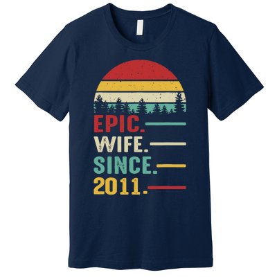 12th Wedding Anniversary For Her Epic Wife Since 2011 Premium T-Shirt