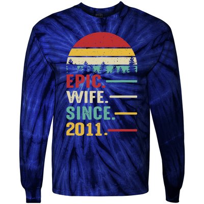 12th Wedding Anniversary For Her Epic Wife Since 2011 Tie-Dye Long Sleeve Shirt