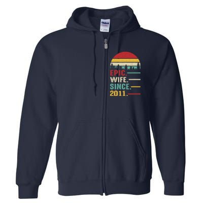 12th Wedding Anniversary For Her Epic Wife Since 2011 Full Zip Hoodie