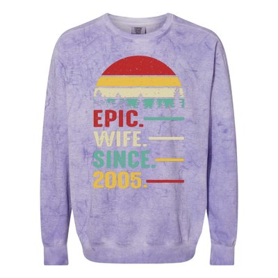 18th Wedding Anniversary For Her Epic Wife Since 2005 Colorblast Crewneck Sweatshirt