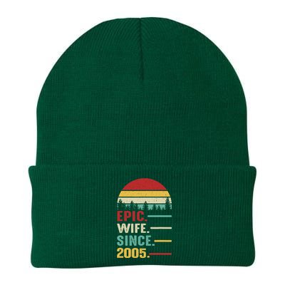 18th Wedding Anniversary For Her Epic Wife Since 2005 Knit Cap Winter Beanie