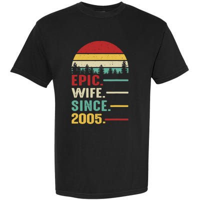 18th Wedding Anniversary For Her Epic Wife Since 2005 Garment-Dyed Heavyweight T-Shirt