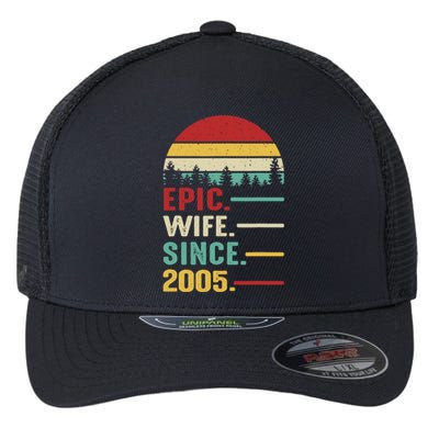 18th Wedding Anniversary For Her Epic Wife Since 2005 Flexfit Unipanel Trucker Cap