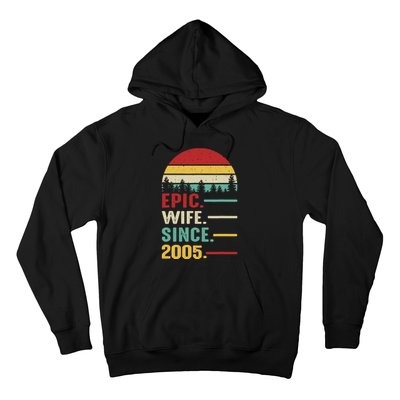 18th Wedding Anniversary For Her Epic Wife Since 2005 Hoodie