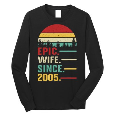 18th Wedding Anniversary For Her Epic Wife Since 2005 Long Sleeve Shirt