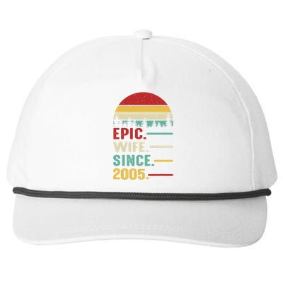 18th Wedding Anniversary For Her Epic Wife Since 2005 Snapback Five-Panel Rope Hat