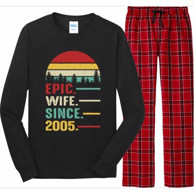 18th Wedding Anniversary For Her Epic Wife Since 2005 Long Sleeve Pajama Set