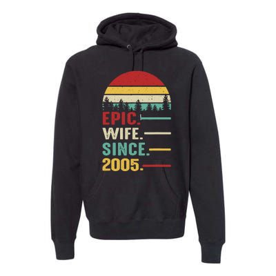 18th Wedding Anniversary For Her Epic Wife Since 2005 Premium Hoodie