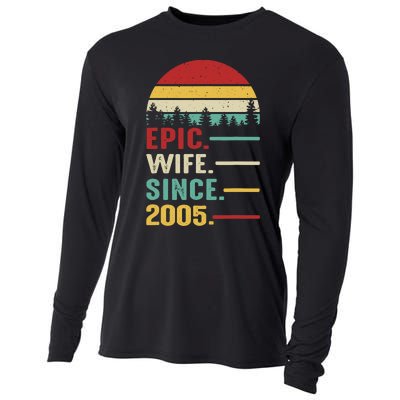 18th Wedding Anniversary For Her Epic Wife Since 2005 Cooling Performance Long Sleeve Crew