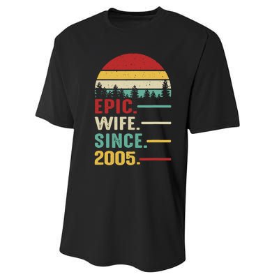 18th Wedding Anniversary For Her Epic Wife Since 2005 Performance Sprint T-Shirt