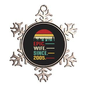 18th Wedding Anniversary For Her Epic Wife Since 2005 Metallic Star Ornament