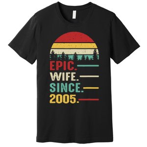 18th Wedding Anniversary For Her Epic Wife Since 2005 Premium T-Shirt