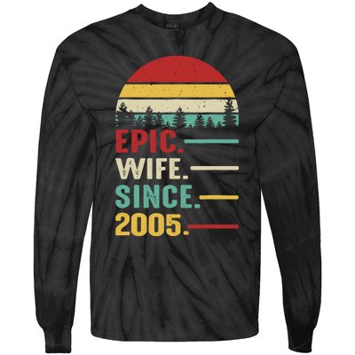 18th Wedding Anniversary For Her Epic Wife Since 2005 Tie-Dye Long Sleeve Shirt