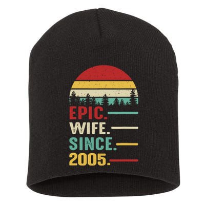 18th Wedding Anniversary For Her Epic Wife Since 2005 Short Acrylic Beanie