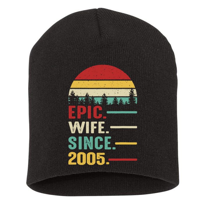 18th Wedding Anniversary For Her Epic Wife Since 2005 Short Acrylic Beanie