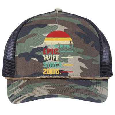 18th Wedding Anniversary For Her Epic Wife Since 2005 Retro Rope Trucker Hat Cap