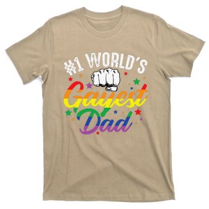 1 Worlds Gayest Dad Funny Fathers Day LGBT Pride Rainbow T-Shirt