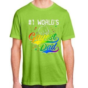 1 World's Gayest Dad Holiday Father Papa Pops Parent Hero Adult ChromaSoft Performance T-Shirt