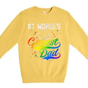 1 World's Gayest Dad Holiday Father Papa Pops Parent Hero Premium Crewneck Sweatshirt