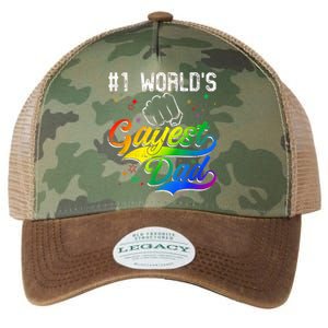 1 World's Gayest Dad Holiday Father Papa Pops Parent Hero Legacy Tie Dye Trucker Hat