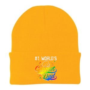 1 World's Gayest Dad Holiday Father Papa Pops Parent Hero Knit Cap Winter Beanie