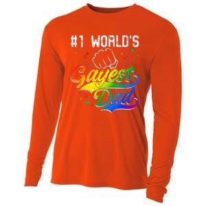 1 World's Gayest Dad Holiday Father Papa Pops Parent Hero Cooling Performance Long Sleeve Crew