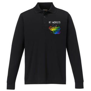 1 World's Gayest Dad Holiday Father Papa Pops Parent Hero Performance Long Sleeve Polo