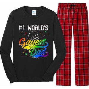 1 World's Gayest Dad Holiday Father Papa Pops Parent Hero Long Sleeve Pajama Set