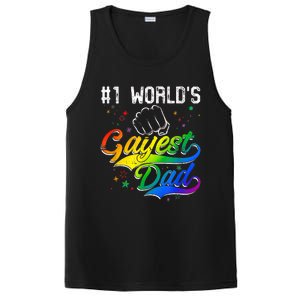 1 World's Gayest Dad Holiday Father Papa Pops Parent Hero PosiCharge Competitor Tank