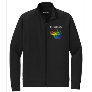 1 World's Gayest Dad Holiday Father Papa Pops Parent Hero Stretch Full-Zip Cadet Jacket