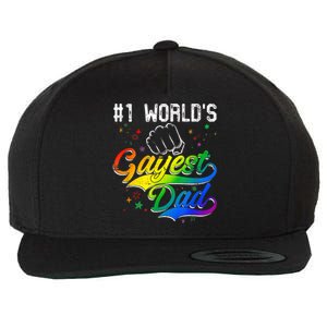 1 World's Gayest Dad Holiday Father Papa Pops Parent Hero Wool Snapback Cap