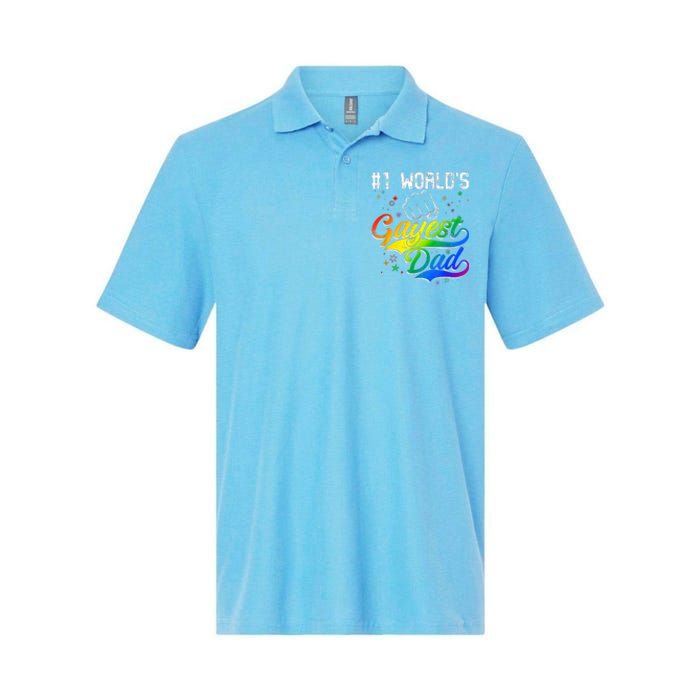 1 World's Gayest Dad Holiday Father Papa Pops Parent Hero Softstyle Adult Sport Polo