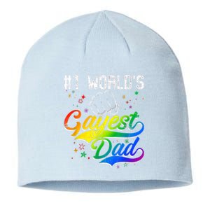 1 World's Gayest Dad Holiday Father Papa Pops Parent Hero Sustainable Beanie