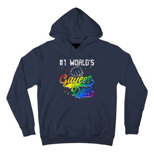 1 World's Gayest Dad Holiday Father Papa Pops Parent Hero Hoodie