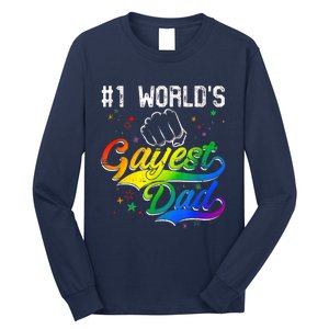 1 World's Gayest Dad Holiday Father Papa Pops Parent Hero Long Sleeve Shirt