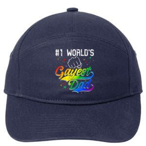 1 World's Gayest Dad Holiday Father Papa Pops Parent Hero 7-Panel Snapback Hat