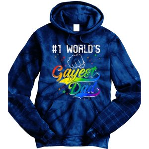 1 World's Gayest Dad Holiday Father Papa Pops Parent Hero Tie Dye Hoodie