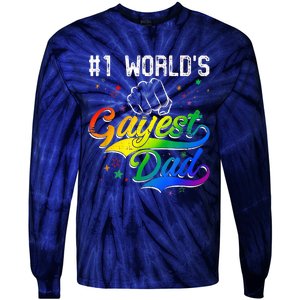 1 World's Gayest Dad Holiday Father Papa Pops Parent Hero Tie-Dye Long Sleeve Shirt