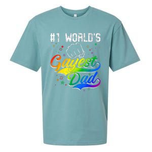 1 World's Gayest Dad Holiday Father Papa Pops Parent Hero Sueded Cloud Jersey T-Shirt