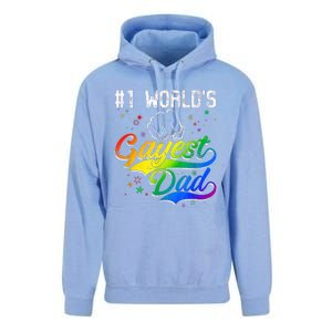 1 World's Gayest Dad Holiday Father Papa Pops Parent Hero Unisex Surf Hoodie