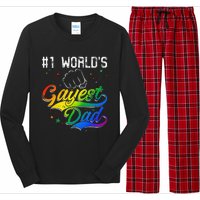 1 World's gayest Dad Holiday Father Papa Pops Parent Hero Long Sleeve Pajama Set