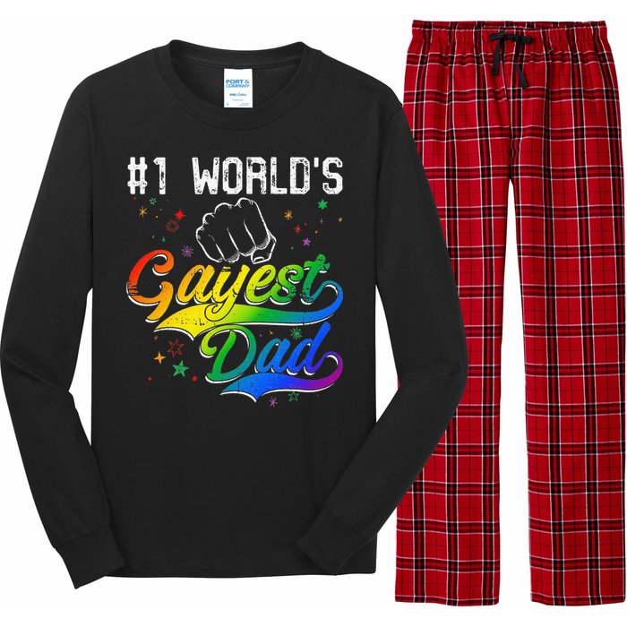 1 World's gayest Dad Holiday Father Papa Pops Parent Hero Long Sleeve Pajama Set