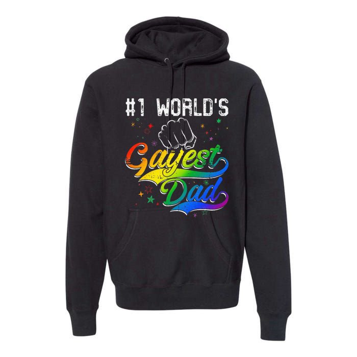 1 World's gayest Dad Holiday Father Papa Pops Parent Hero Premium Hoodie