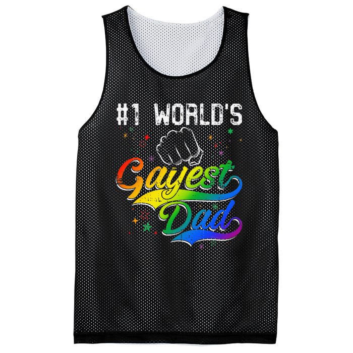 1 World's gayest Dad Holiday Father Papa Pops Parent Hero Mesh Reversible Basketball Jersey Tank