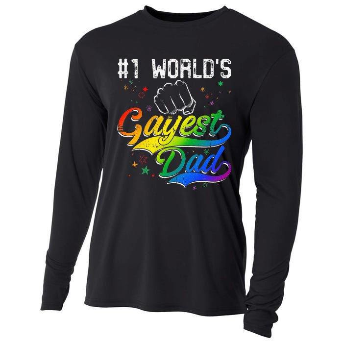 1 World's gayest Dad Holiday Father Papa Pops Parent Hero Cooling Performance Long Sleeve Crew