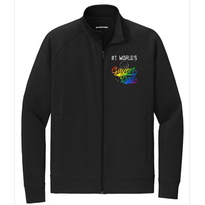 1 World's gayest Dad Holiday Father Papa Pops Parent Hero Stretch Full-Zip Cadet Jacket