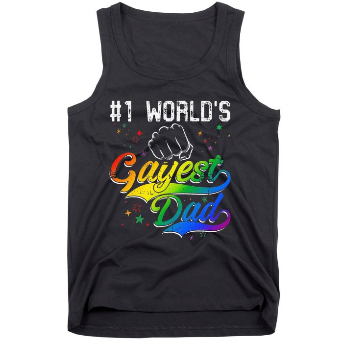 1 World's gayest Dad Holiday Father Papa Pops Parent Hero Tank Top