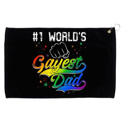 1 World's gayest Dad Holiday Father Papa Pops Parent Hero Grommeted Golf Towel