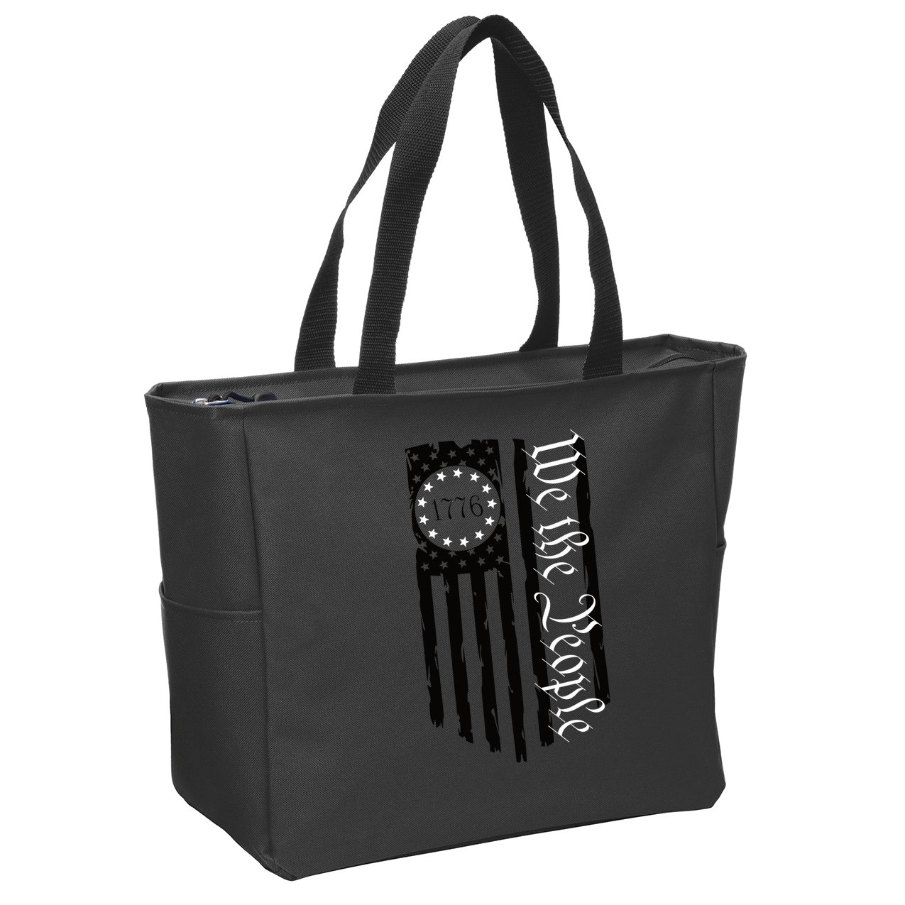 1776 We The People Betsy Ross Flag Patriotic Apparel Zip Tote Bag